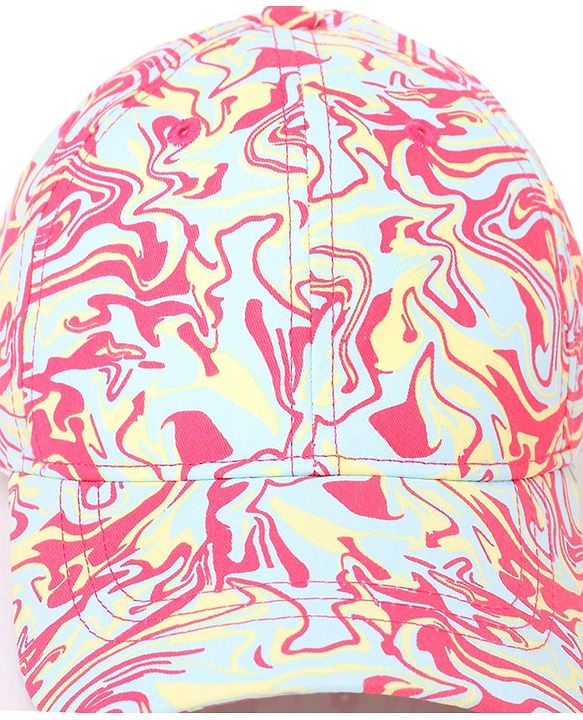 Pine Kids Cotton Baseball Caps Digital Print Pink & Green - Diameter 16.5 cm