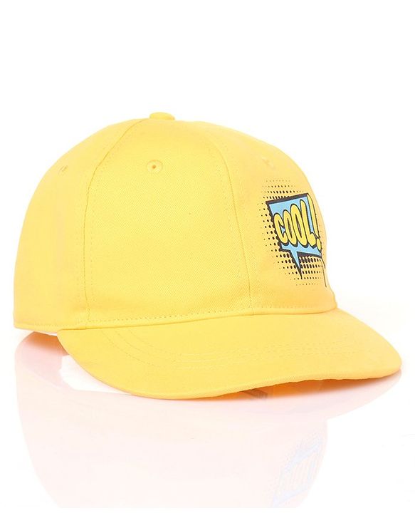 Pine Kids Cotton Baseball Caps Text HD Print Pale Yellow - Diameter 16.5 cm