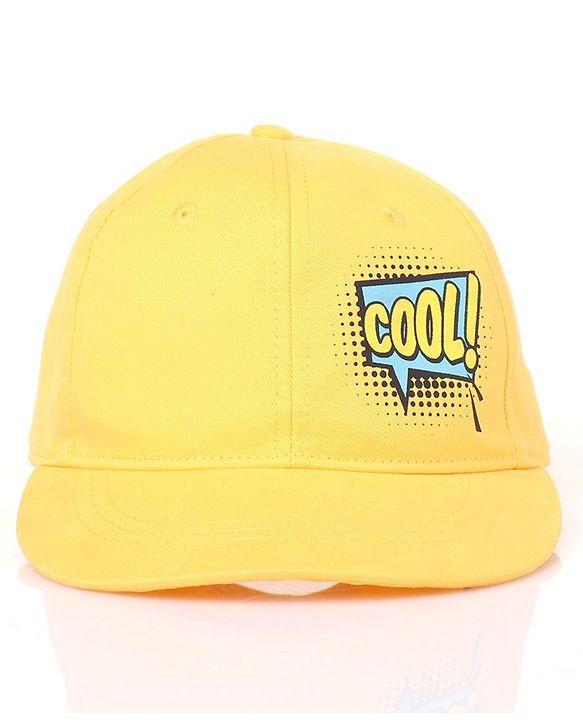 Pine Kids Cotton Baseball Caps Text HD Print Pale Yellow - Diameter 16.5 cm