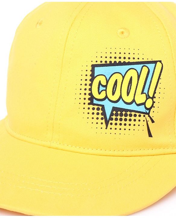 Pine Kids Cotton Baseball Caps Text HD Print Pale Yellow - Diameter 16.5 cm