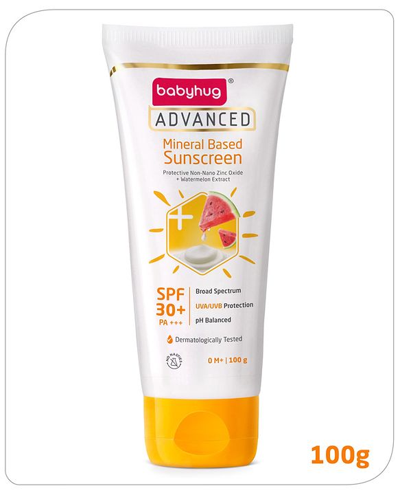 Babyhug Advanced Mineral Based Sunscreen with SPF 30 + & PA+++ & Broad Spectrum Protection and No White Cast - 50 g