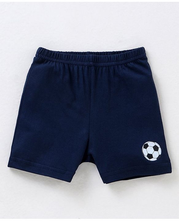 Babyhug 100% Cotton Knit Sleeveless Sando & Shorts Set Football Print - Navy