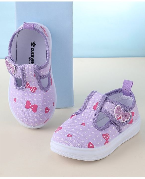 Cute Walk by Babyhug Casual Shoes with Velcro Closure & Bow Printed - Purple