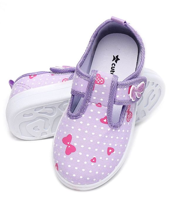Cute Walk by Babyhug Casual Shoes with Velcro Closure & Bow Printed - Purple