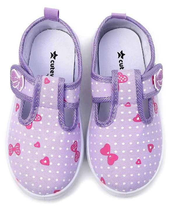 Cute Walk by Babyhug Casual Shoes with Velcro Closure & Bow Printed - Purple