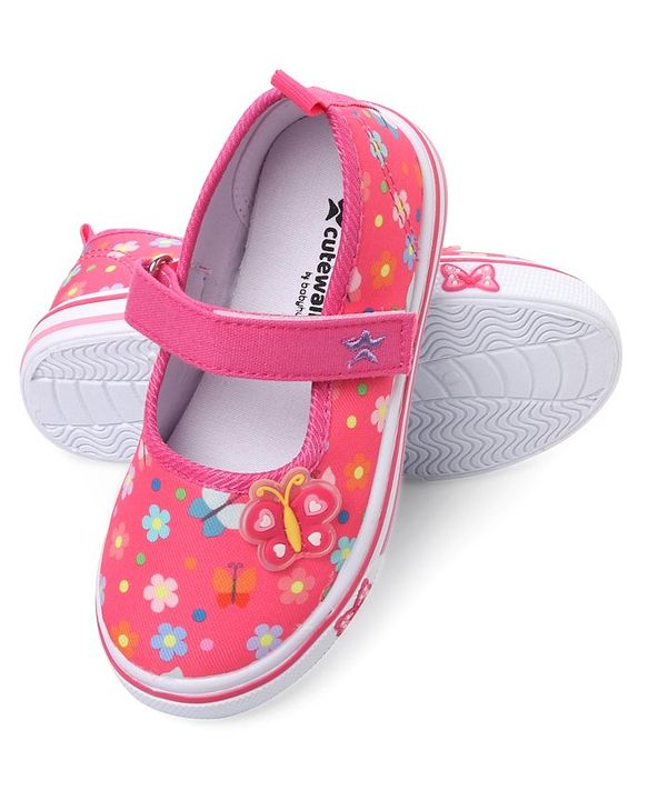 Cute Walk by Babyhug Casual Shoes with Velcro Closure Floral Print - Pink