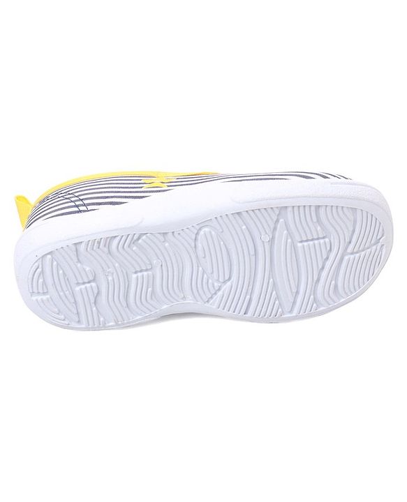 Cute Walk by Babyhug Slip On Casual Striped Shoes with Dino Patch - Yellow