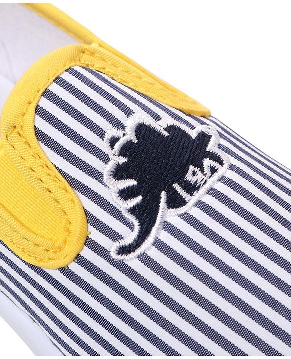 Cute Walk by Babyhug Slip On Casual Striped Shoes with Dino Patch - Yellow