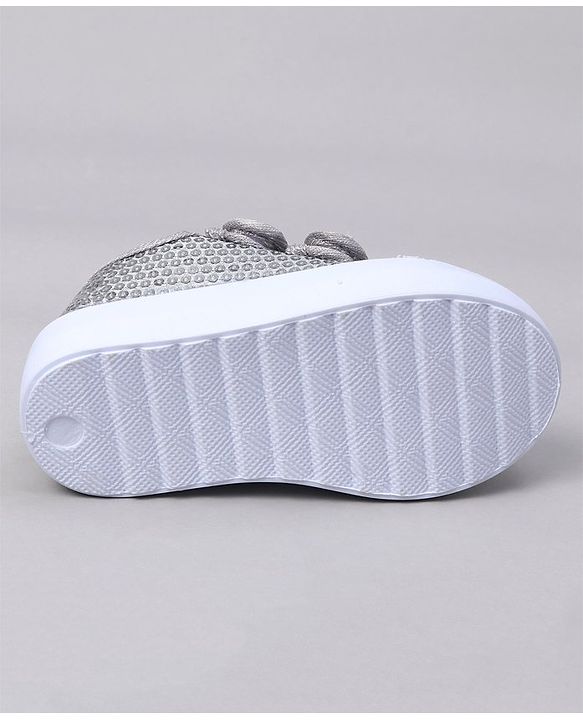 Cute Walk by Babyhug Casual Shoes with Velcro Closure & Sequins Detailing - Sliver