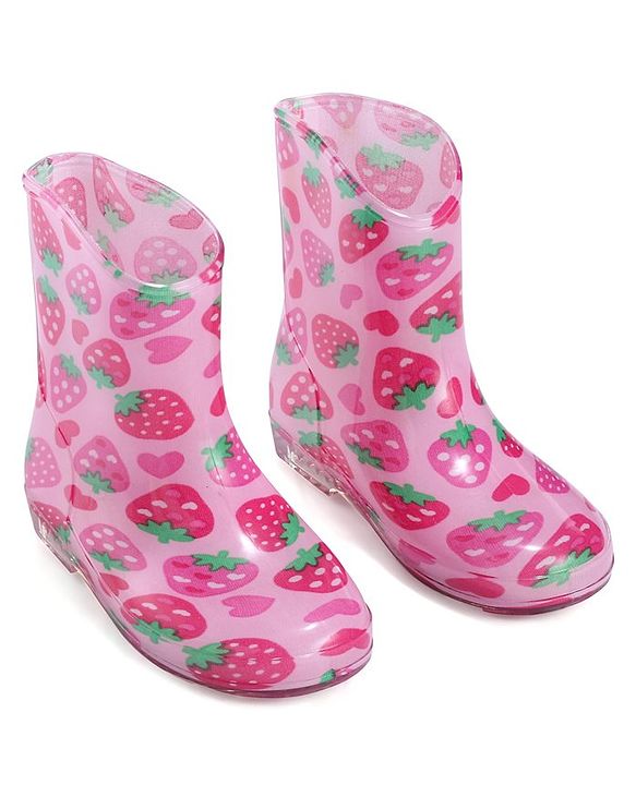 Cute Walk by Babyhug Slip On Strawberry Printed Gumboots - Pink