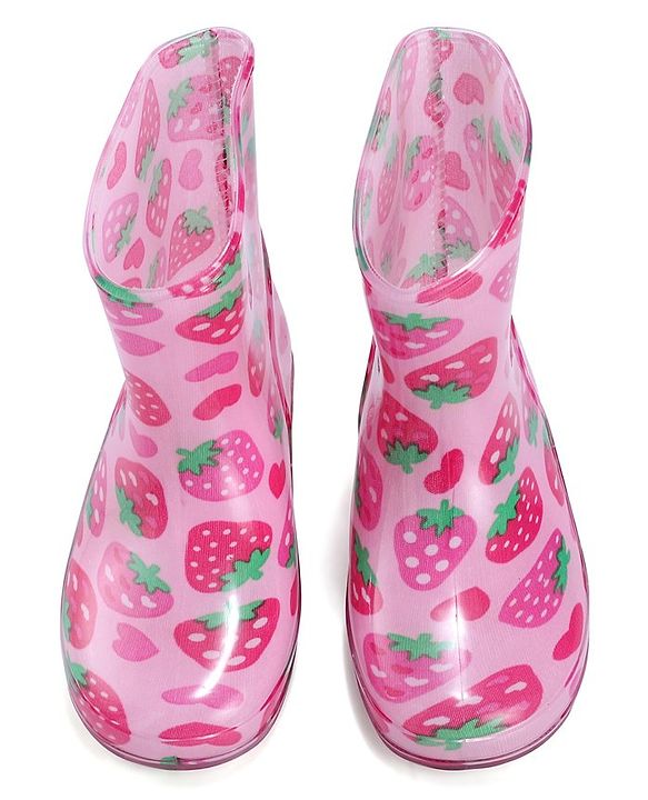 Cute Walk by Babyhug Slip On Strawberry Printed Gumboots - Pink