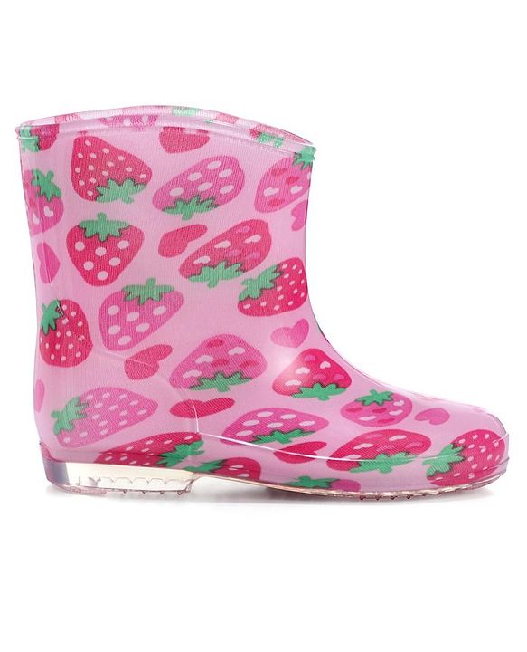 Cute Walk by Babyhug Slip On Strawberry Printed Gumboots - Pink