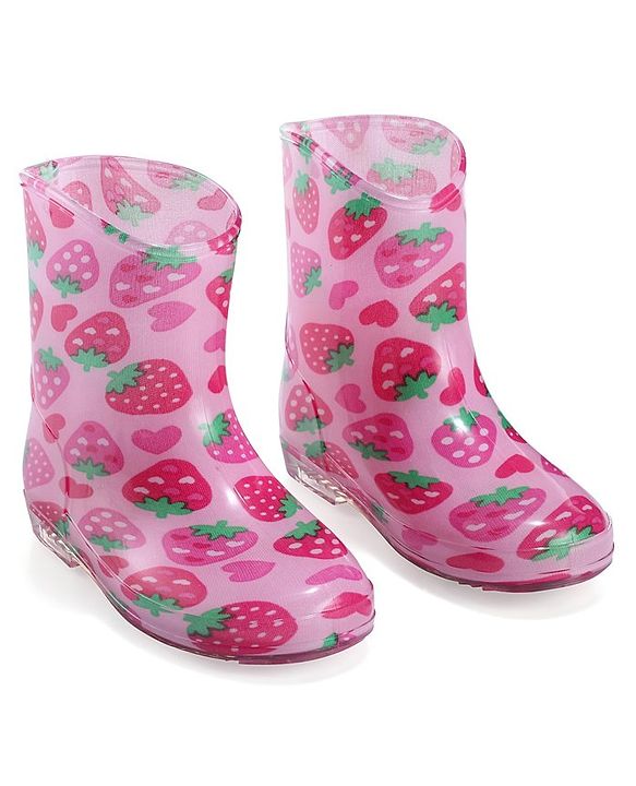 Cute Walk by Babyhug Slip On Strawberry Printed Gumboots - Pink