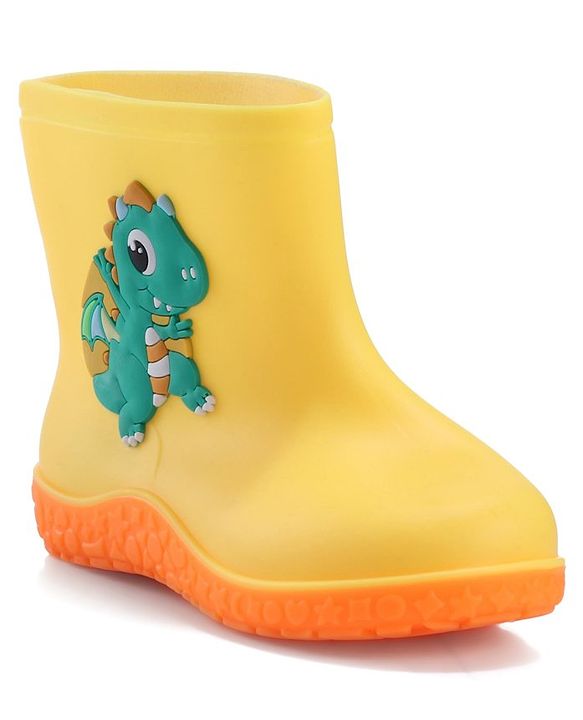Cute Walk by Babyhug Slip On Gumboots with Dino Applique Yellow (Design May Vary)