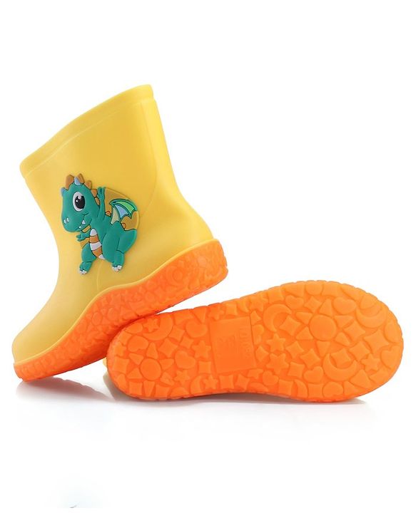 Cute Walk by Babyhug Slip On Gumboots with Dino Applique Yellow (Design May Vary)