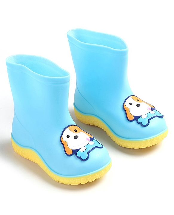 Cute Walk by Babyhug Puppy Appliqued Slip On Gumboots - Sky Blue