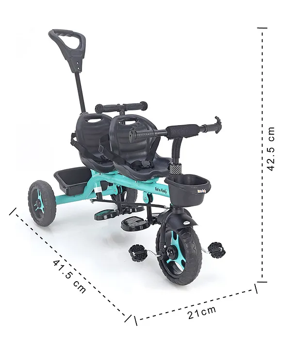 2 in 1 Twins Baby Tricycle With Double Seat Parental Handle Blue Online in India Buy at Best Price from FirstCry 13207480