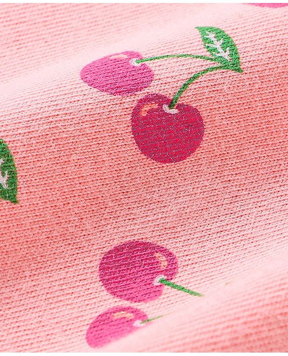 Babyhug 100% Cotton Half Sleeves Tee Cherry Print - Peach