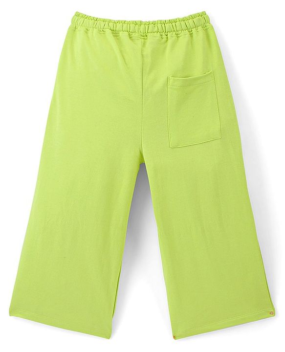 Pine Kids Cotton Ankle Length Pant with Placement Print - Green