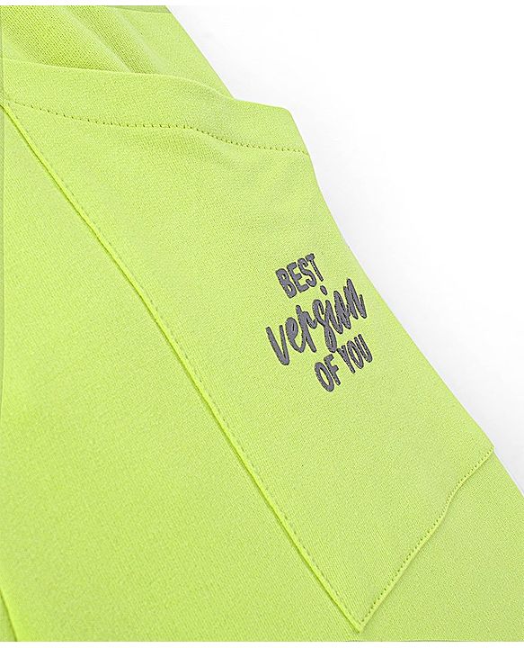 Pine Kids Cotton Ankle Length Pant with Placement Print - Green