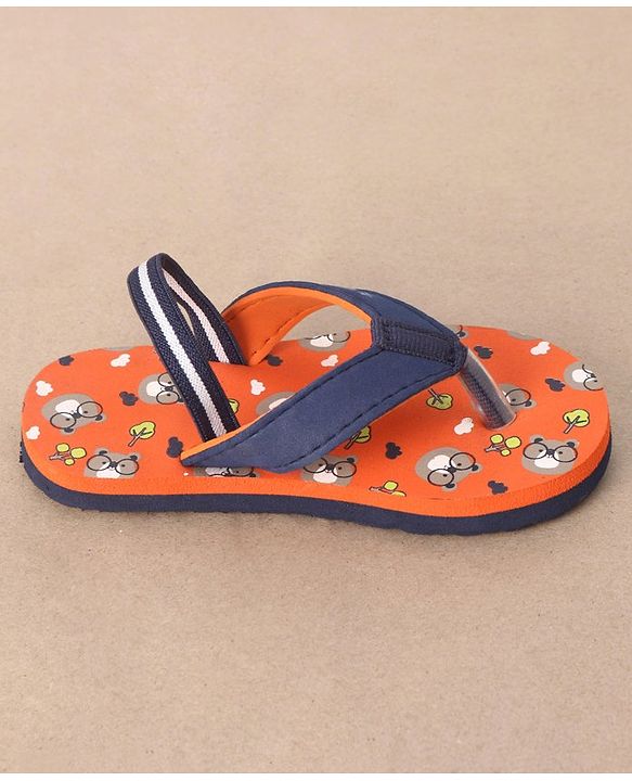 Cute Walk by Babyhug Casual Slip On Flip Flops with Back Strap Beaver Print - Dark Orange
