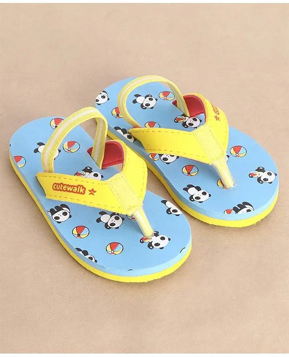 Cute Walk by Babyhug Flip Flops With Back Strap Panda Print Blue