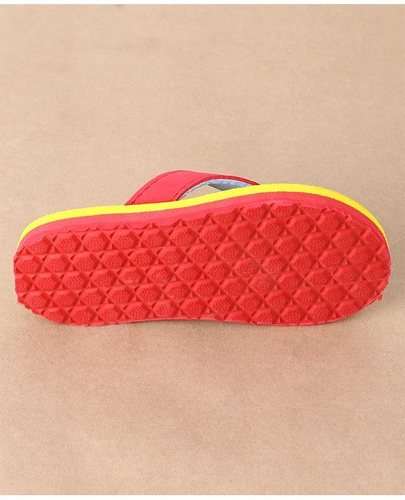 Cute Walk by Babyhug Flip Flops Stripes and Rocket Print - Yellow