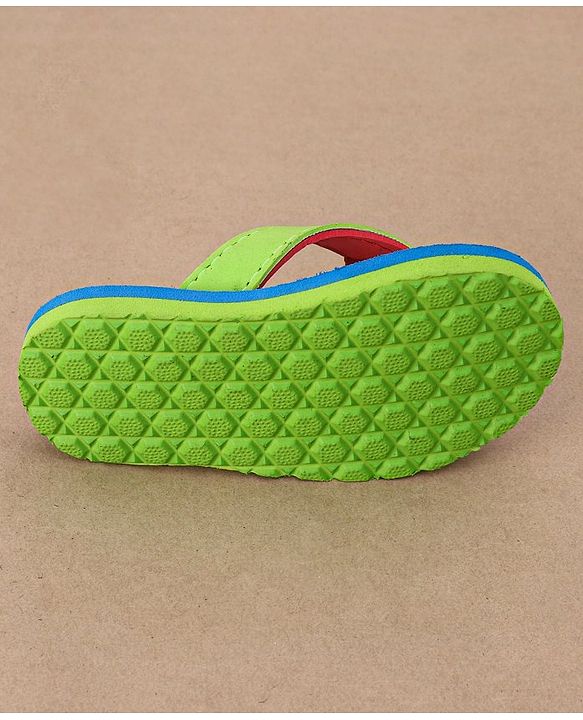 Cute Walk by Babyhug Casual Slip On Stripes Flip Flops with Dino Print - Green