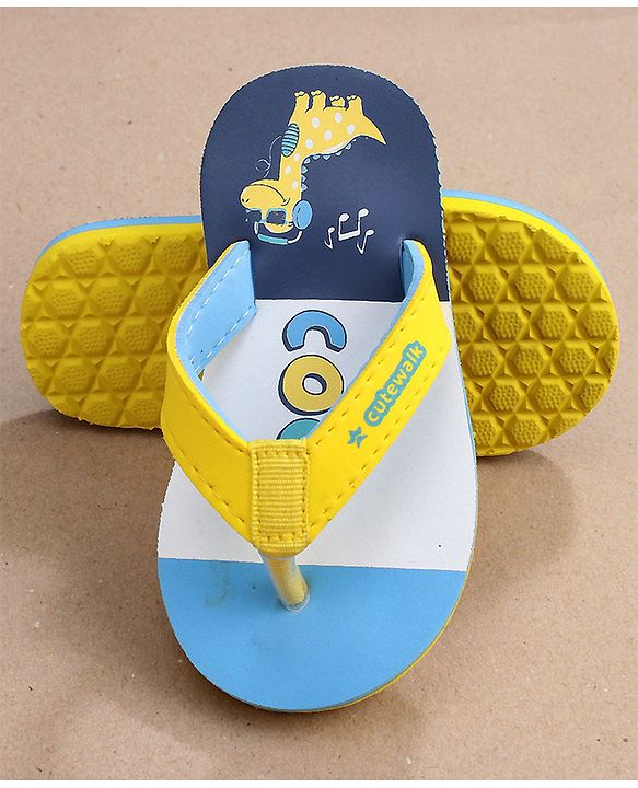 Cute Walk by Babyhug Slip On Flip Flops Dino Print- Blue