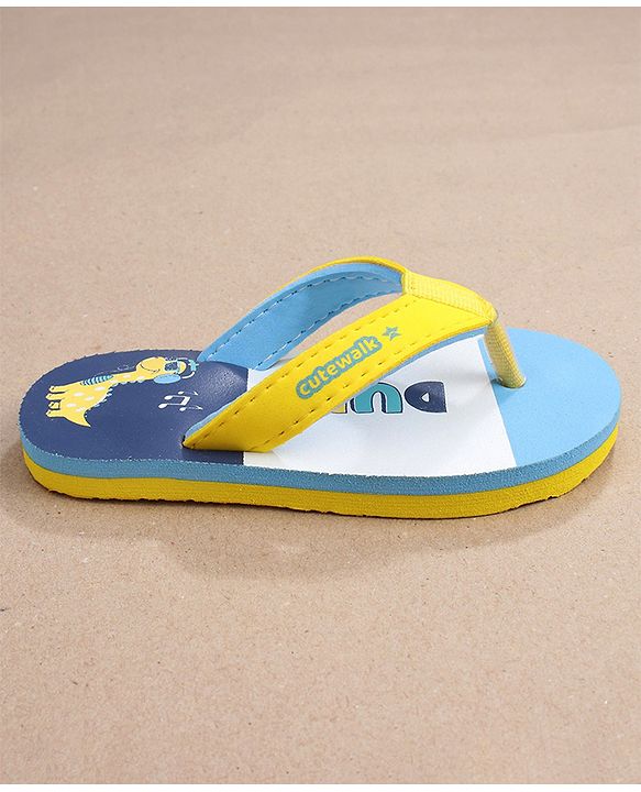Cute Walk by Babyhug Slip On Flip Flops Dino Print- Blue