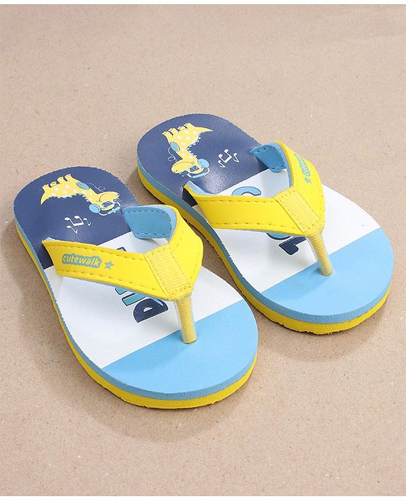 Cute Walk by Babyhug Slip On Flip Flops Dino Print- Blue