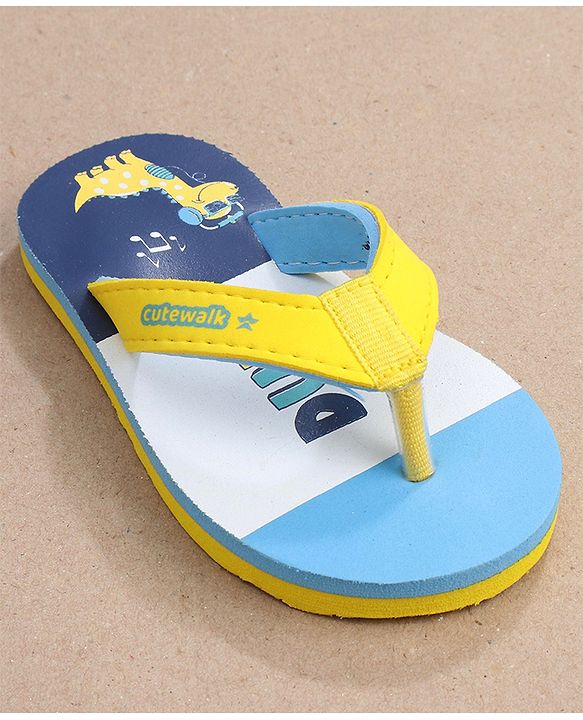 Cute Walk by Babyhug Slip On Flip Flops Dino Print- Blue