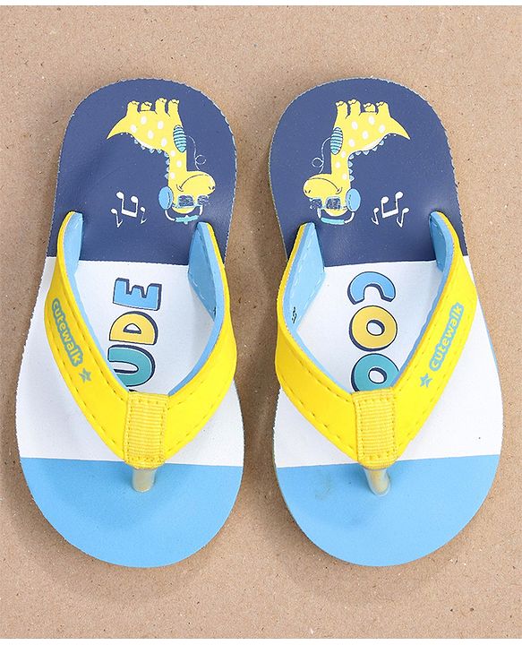 Cute Walk by Babyhug Slip On Flip Flops Dino Print- Blue