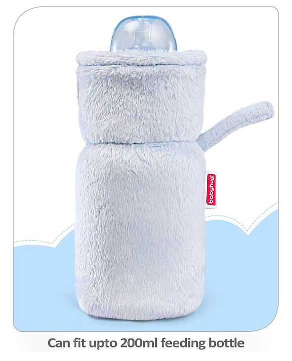 Babyhug Premium Feeding Bottle Cover with Sherpa Lining Blue - Fits upto 330 ml
