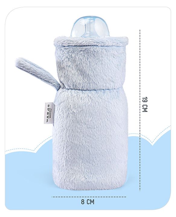 Babyhug Premium Feeding Bottle Cover with Sherpa Lining Blue - Fits upto 330 ml