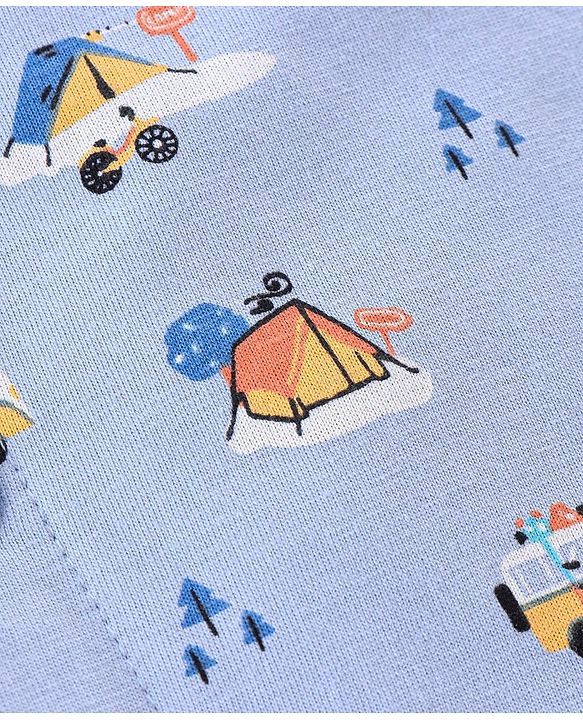Babyhug 100% Cotton Knit Half Sleeves Shirt With Van Print - Blue