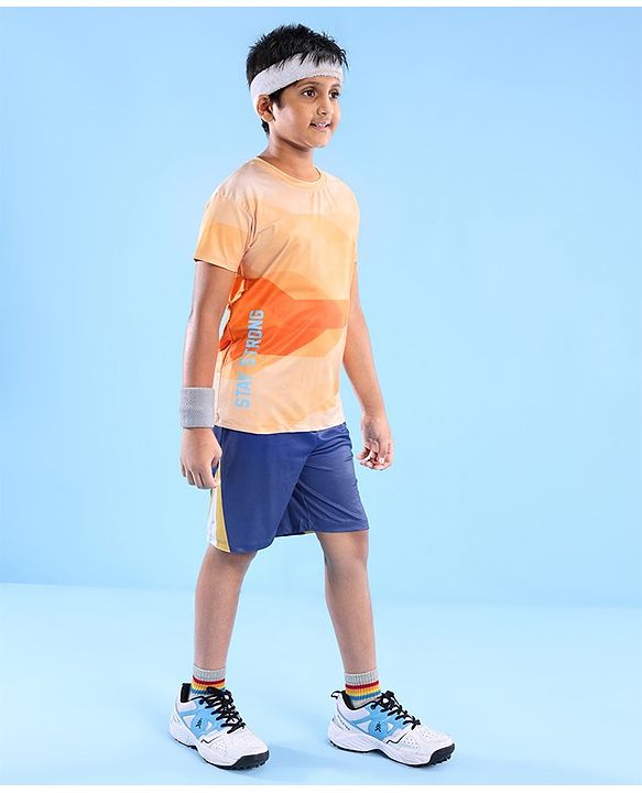 Pine Active High Stretch Half Sleeves Text Printed T Shirt - Orange