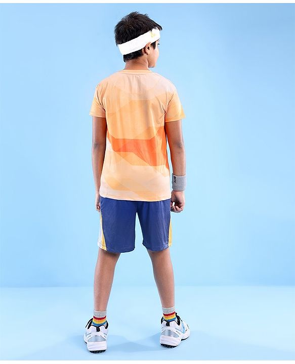 Pine Active High Stretch Half Sleeves Text Printed T Shirt - Orange