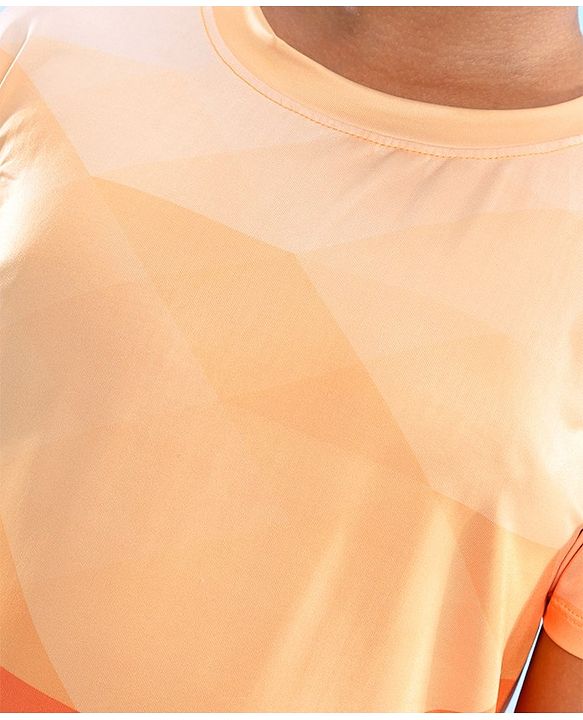 Pine Active High Stretch Half Sleeves Text Printed T Shirt - Orange