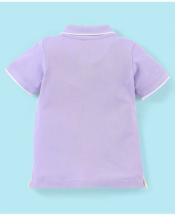 Babyhug Cotton Half Sleeves Polo T-Shirt Cut and Sew Pattern - Purple