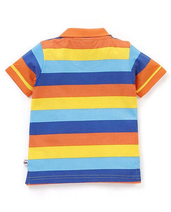 Babyhug Cotton Half Sleeves Polo T-Shirt Striped - Multicolour