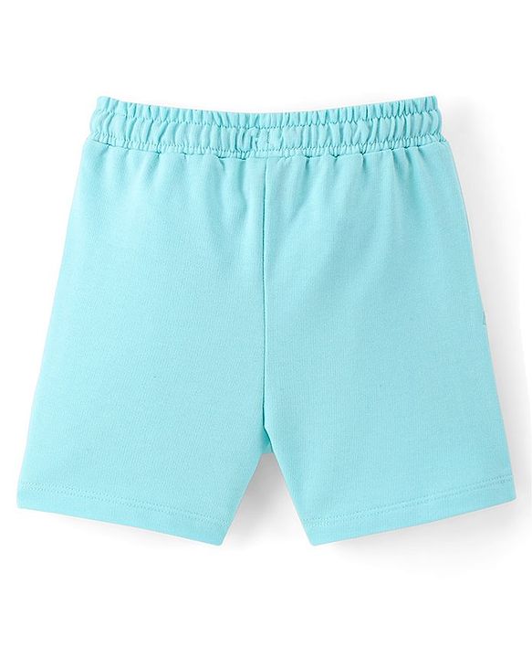 Pine Kids Cotton Knit Mid Thigh Length Shorts Butterfly Print - Light Blue