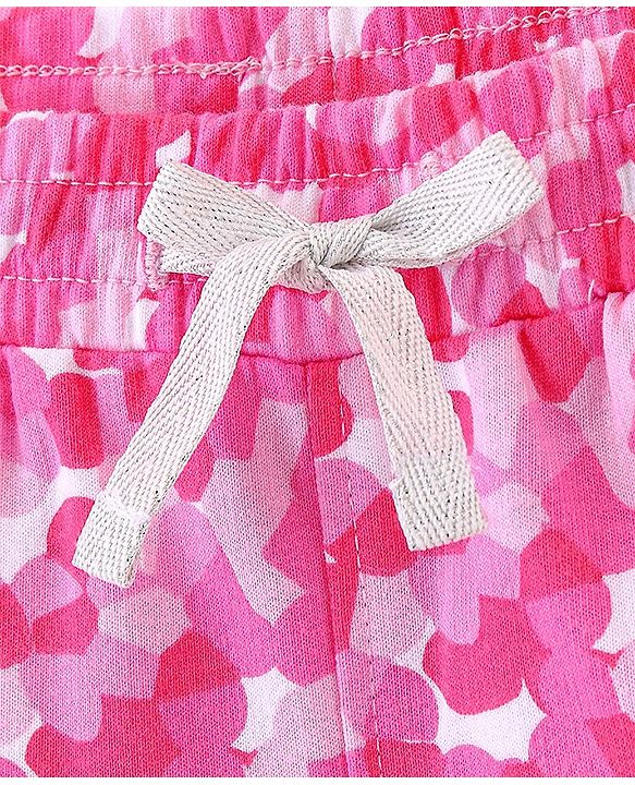 Pine Kids Cotton Knit Mid Thigh Length Abstract Printed Shorts - Pink