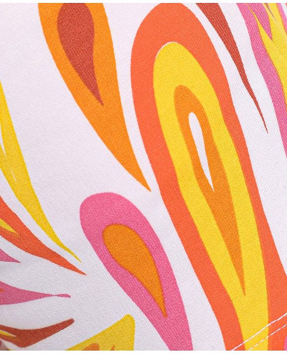 Pine Kids Cotton Knit Mid Thigh Length Abstract Printed Shorts - Orange