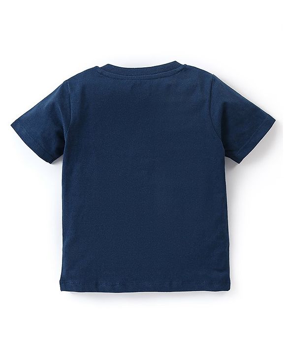 Babyhug Cotton Knit Half Sleeves Night Suit  Koala Print With Stripes -  Navy Blue