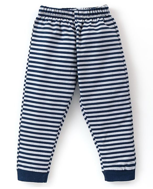 Babyhug Cotton Knit Half Sleeves Night Suit  Koala Print With Stripes -  Navy Blue