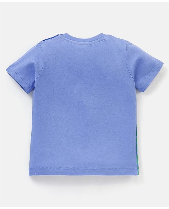 Babyhug Cotton Half Sleeves T-Shirt Monkey Print- Blue