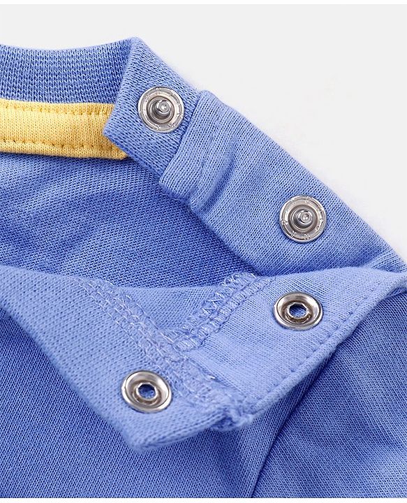 Babyhug Cotton Half Sleeves T-Shirt Monkey Print- Blue