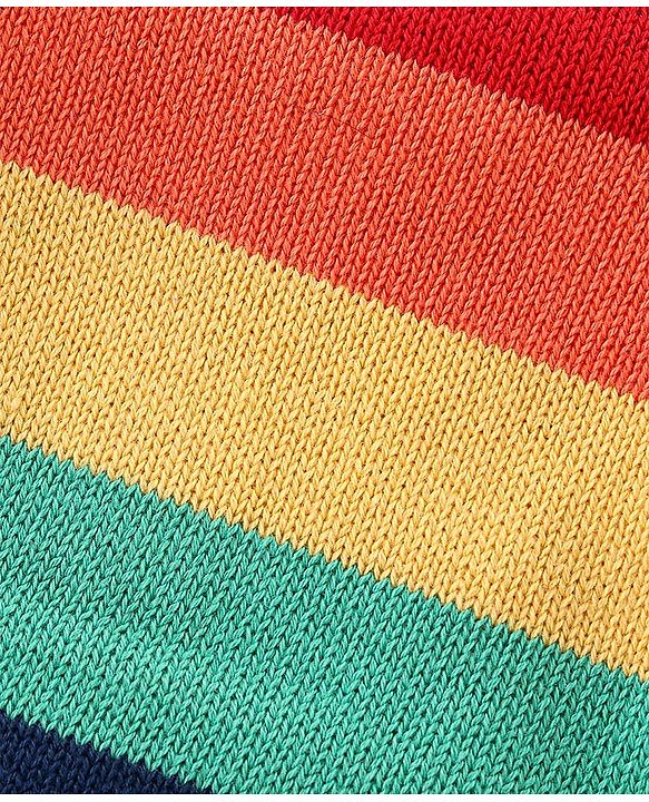 Babyhug Organic Cotton Full Sleeves Front Open Colour Block Design  Sweater -Blue Red & Green