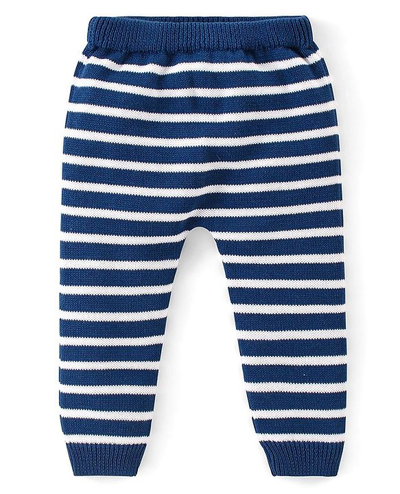 Babyhug 100% Organic Cotton Full Sleeves Sweater Set With Cap Intarsia Design- Blue